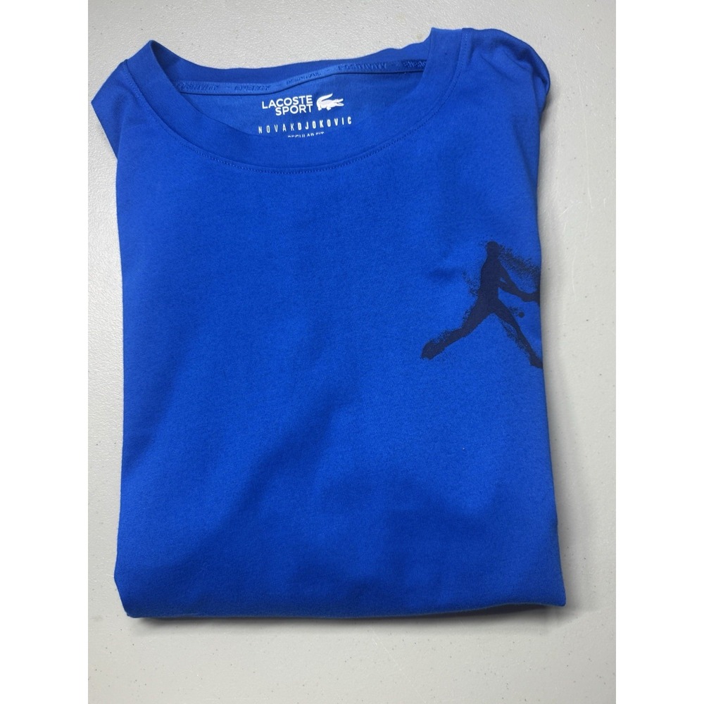 Lacoste Sport Novak Djokovic Ultra-Dry Breathable Tennis T-Shirt Size L Blue